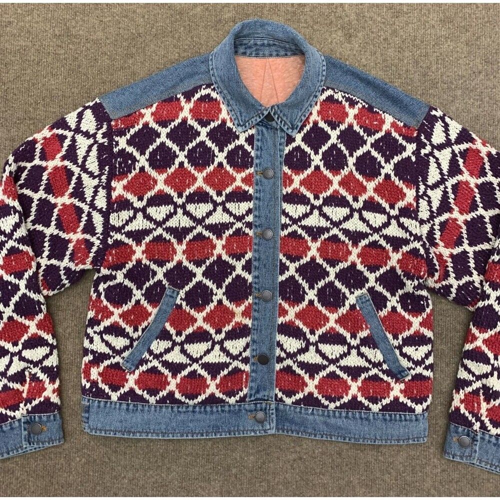 Free People Jacket Womens S Lakeside Pre Season Sample Denim Crochet Western